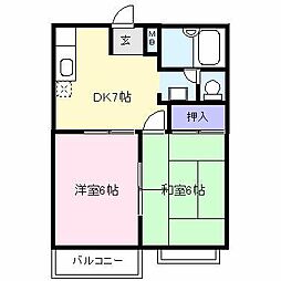 エルディム古澤 2DKの間取図画像