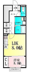 NEW ERA 西の平 1LDKの間取図画像