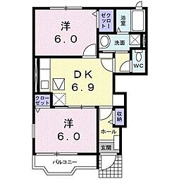マイルストーンみやぎ台 2DKの間取図画像