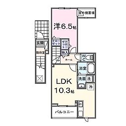 ピース・ヴィラ袋原南C 1LDKの間取図画像
