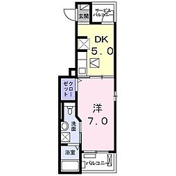 ボヌール・シュン 1DKの間取図画像