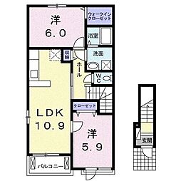 サニーハイム 2LDKの間取図画像