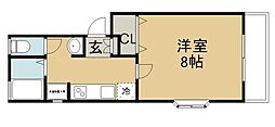 パストラーレ八乙女 1Kの間取図画像