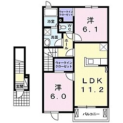 ハピネス愛子壱番館 2LDKの間取図画像