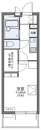 レオパレスモリエール2 1Kの間取図画像