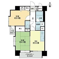 ライオンズマンション長町四丁目 2階2DKの間取り