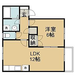 サンライズ 1LDKの間取図画像