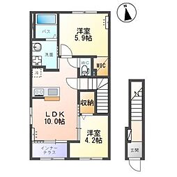 エトワール　キリ 2階2LDKの間取り