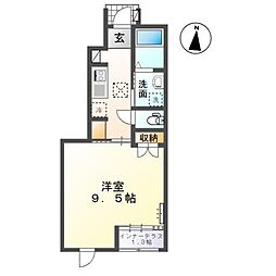 ティーフォレストII 1階1Kの間取り