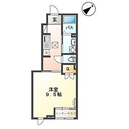 Oasis（オアシス） 1階1Kの間取り