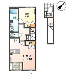 Oasis（オアシス） 2階1LDKの間取り