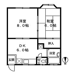 メゾン・シャルマン 2階2DKの間取り