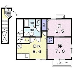アライブA 2DKの間取図画像