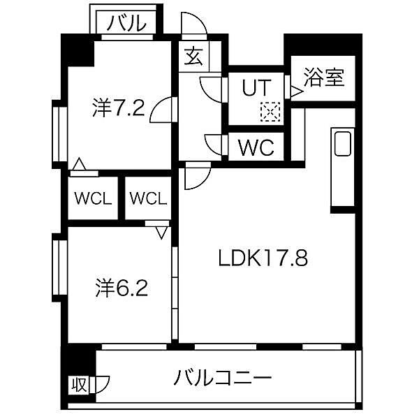 愛知県名古屋市東区葵２丁目(賃貸マンション2LDK・11階・68.42㎡)の写真 その2