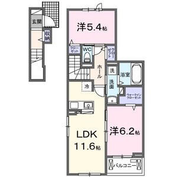 愛知県名古屋市東区徳川２丁目(賃貸アパート2LDK・2階・59.66㎡)の写真 その2