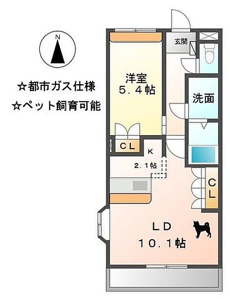 愛知県名古屋市北区楠味鋺３丁目(賃貸アパート1LDK・2階・41.90㎡)の写真 その2