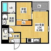 愛知県名古屋市千種区清明山２丁目（賃貸アパート1LDK・3階・30.57㎡） その2