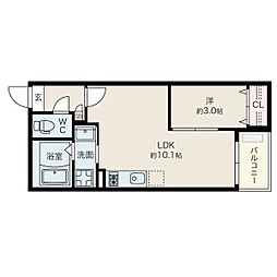 名鉄瀬戸線 小幡駅 徒歩13分の賃貸アパート 2階1LDKの間取り