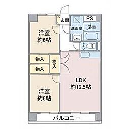 レージュ至来 2階2LDKの間取り