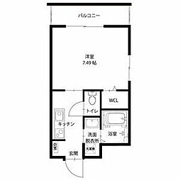 UNROOM 4階1Kの間取り