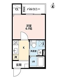 N＆Ahome 上飯田 2階1Kの間取り