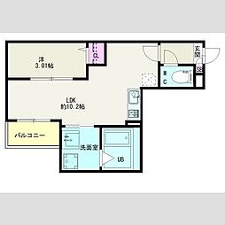 名鉄瀬戸線 矢田駅 徒歩6分の賃貸アパート 1階1LDKの間取り