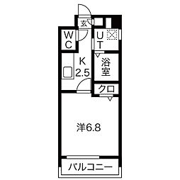 エステート愛和 3階1Kの間取り