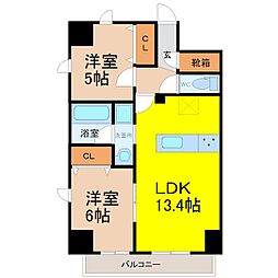 プロシード白壁 7階2LDKの間取り