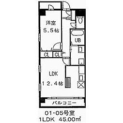 ソラナ平安 4階1LDKの間取り
