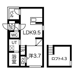 OAKWOOD　VILLA 1階1SLDKの間取り