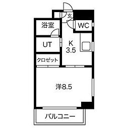 名古屋市営東山線 新栄町駅 徒歩6分の賃貸マンション 6階1Kの間取り