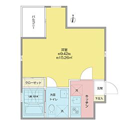 cloud9kouun 1Kの間取図画像