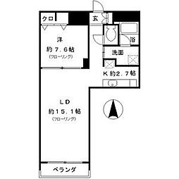 名古屋市営東山線 新栄町駅 徒歩2分の賃貸マンション 7階1LDKの間取り