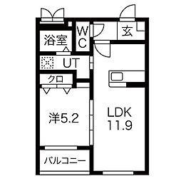 La La La三幸 1階1LDKの間取り