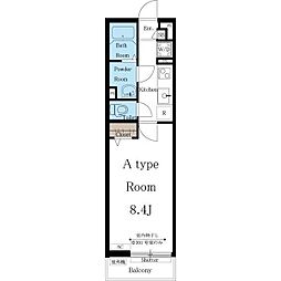 ゼオ志賀本通 2階1Kの間取り