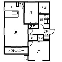名鉄瀬戸線 瓢箪山駅 徒歩8分の賃貸アパート 2階2LDKの間取り