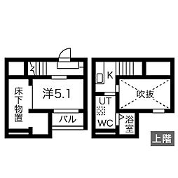 アドラブール新守山 2階1Kの間取り