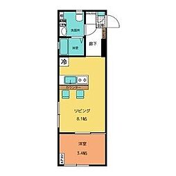 グランイニシオ徳川 3階1LDKの間取り