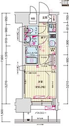 プレサンス丸の内城雅 3階1Kの間取り
