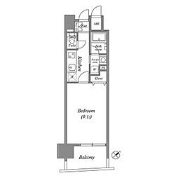 名古屋市営鶴舞線 鶴舞駅 徒歩9分の賃貸マンション 13階1Kの間取り