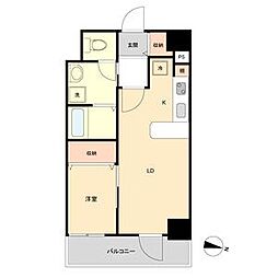 ヴェルジュコートI 2階1LDKの間取り