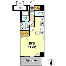 SKY GATE 主税町 4階ワンルームの間取り