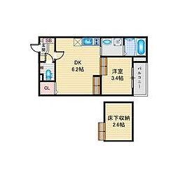 JR中央本線 大曽根駅 徒歩7分の賃貸アパート 1階1DKの間取り