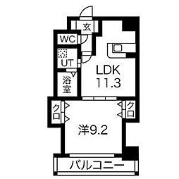プロビデンス葵タワー 2階1LDKの間取り
