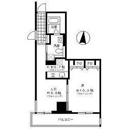 名古屋市営東山線 新栄町駅 徒歩2分の賃貸マンション 8階1LDKの間取り