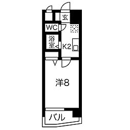 名古屋市営東山線 千種駅 徒歩8分の賃貸マンション 8階1Kの間取り
