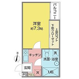 ANDY茶屋が坂 2階1Kの間取り
