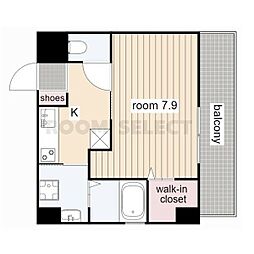 K.build 2階1Kの間取り
