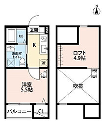 メゾン・ド・グレース 2階1Kの間取り