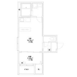 fika黒川 1階1LDKの間取り